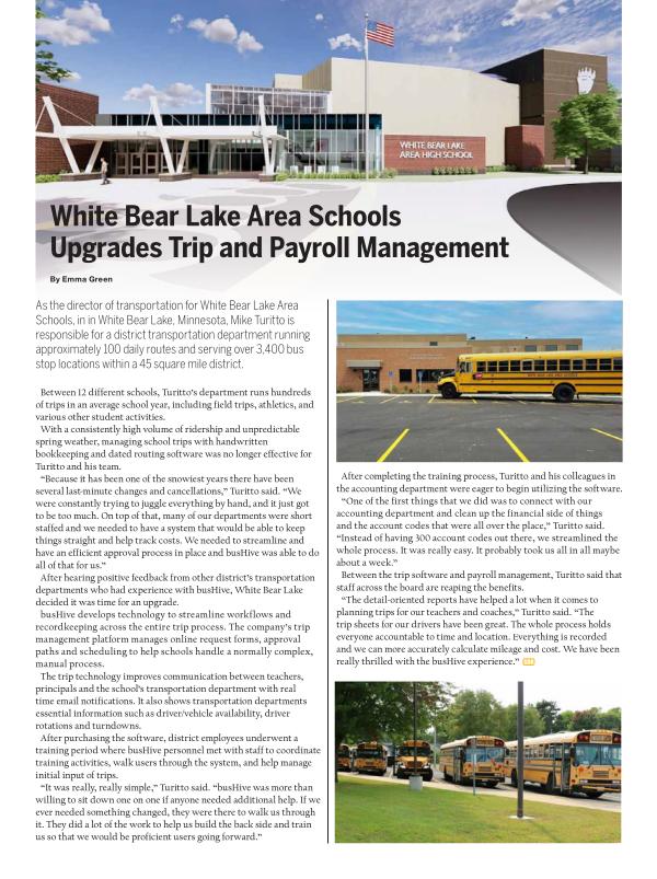 White Bear Lake Area Schools Upgrades Trip and Payroll Management